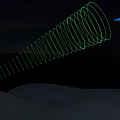 Fighter Jet Maneuvering in Night Sky Creating Green Spiral Light Trail