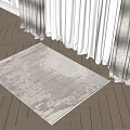 Light Gray Textured Square Carpet On Herringbone Wooden Floor With Sunlight And White Curtains