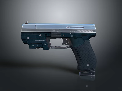Modern Pistol With Futuristic Design Metal Slide Black Textured Grip And Tactical Features 3d model