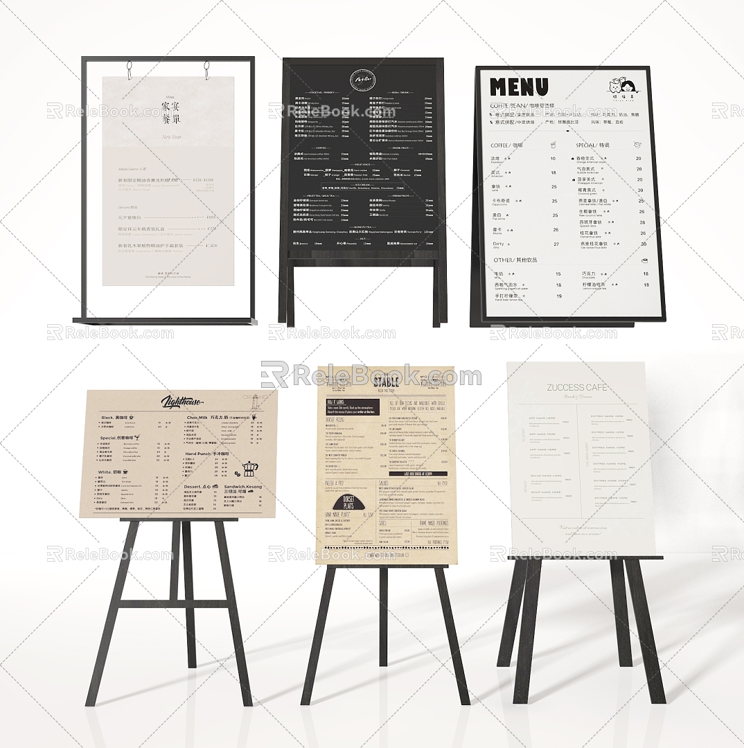 Billboard Signs Water Signs Exhibition Signs Exhibition Stand Display Signs Price List Easel 3d model