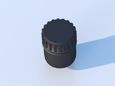 Black Cylindrical Household Lid With Textured Surface And Smooth Top Design 3d model