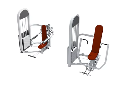 Professional Fitness Seated Training Machines With Red Seats And White Metal Frames 3d model