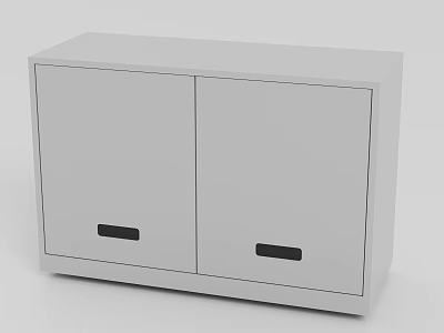 White Double Door File Cabinet With Black Handles For Office Storage 3d model