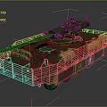 Armored Six Wheeled Military Vehicle With Green Camouflage Turret And Protective Cages