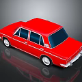 Red Classic Sedan With Four Doors Dark Windows And White Wheels