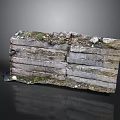 Old Broken Brick Wall With Uneven Bricks Cracks Moss And Debris