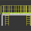 Industrial Metal Platform Structure With Yellow Railings Green Platform Curved Design And Ladder