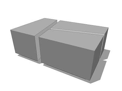 Modern Minimalist Grey Coffee Table With Geometric Block Design Structure 3d model