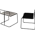 Minimalist Modern Leisure Chairs With Metal Frame And Light Dark Cushioned Seats