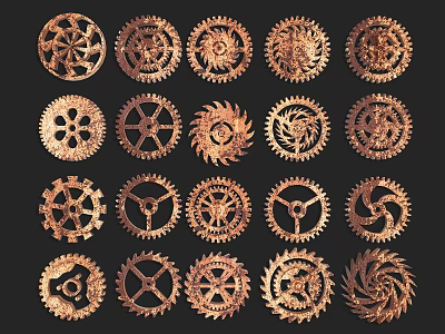 Various Metal Gears in Different Designs for Hardware Tools Applications 3d model