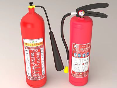 Red Fire Extinguishers As Essential Fire Safety Equipment For Emergency Use 3d model