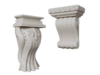 Classical Column Capitals With Intricate Carved Leaf And Scroll Decorative Designs 3d model
