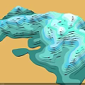 Layered Textured Park Landscape With Blue Teal Wavy Terrain And Orange Background