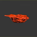 Red Abstract Sculpture With Geometric Facets And Irregular Folds On Black Background With Reflection