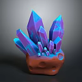 Decorative Purple Blue Crystal Ornament With Brown Base For Home Decor
