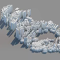 Urban Building Complex 3D Model With Dense Structures Various Heights And Shadow Effects 3d model