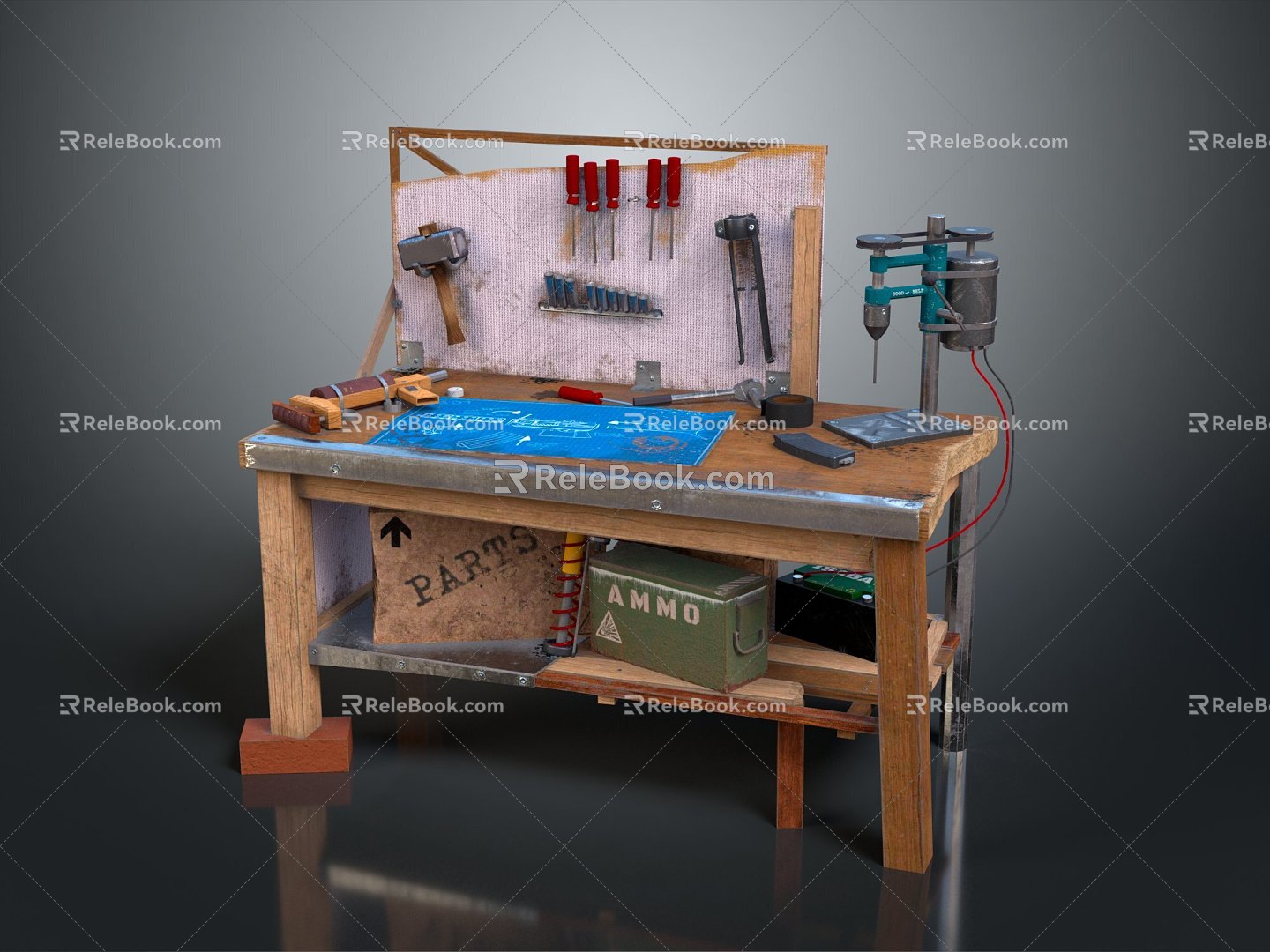 Modern woodworking table work table workbench tool table 3d model