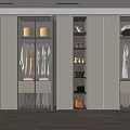 Modern Wardrobe Interior Design With Glass Doors Hanging Clothes And Storage Shelves