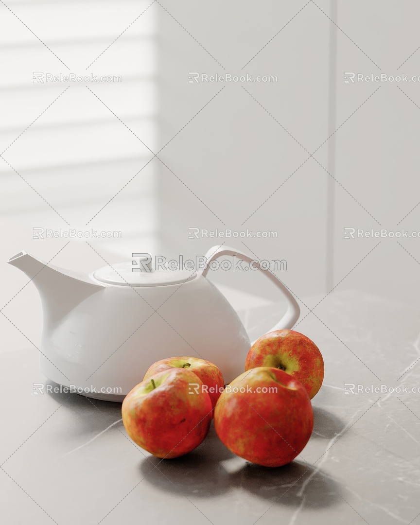 Ornaments combination kitchen ornaments teapot apple fruit 3d model