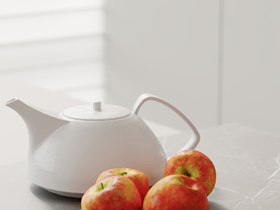 Ornaments combination kitchen ornaments teapot apple fruit 3d model