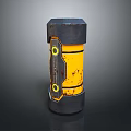 Modern Industrial Black And Yellow Cylinder Mechanical Component With Rustic Details