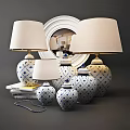 Decorative Table Lamps Featuring Blue And White Patterns For Home Decoration 3d model