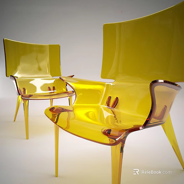 Yellow Transparent Armchair With Modern Contemporary Design And Sleek Structure 3d model 