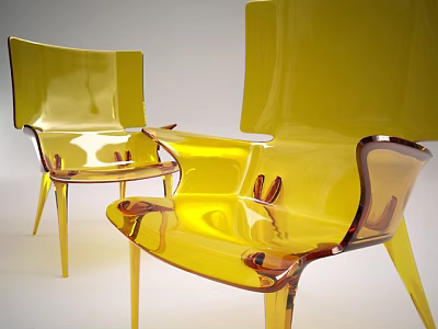 Yellow Transparent Armchair With Modern Contemporary Design And Sleek Structure 3d model