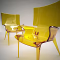 Yellow Transparent Armchair With Modern Contemporary Design And Sleek Structure