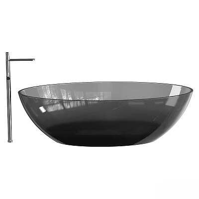 Sleek Black Modern Bathtub Design With Polished Metal Faucet And Smooth Surface 3d model