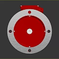 Red Industrial Electric Motor With Metal Housing And Rotating Drive Shaft