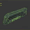 Vintage Steam Locomotive With Streamlined Metallic Shiny Surface On Gray Background