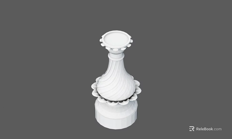 White Ornamental Column With Floral Patterns For Urban Public Facility Decoration 3d model 