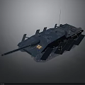 Blue Armored Military Vehicle With Turret Cannon Tracks And Antenna Emblem