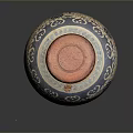 Traditional Ceramic Jar With Red Wooden Lid And Blue White Floral Patterns