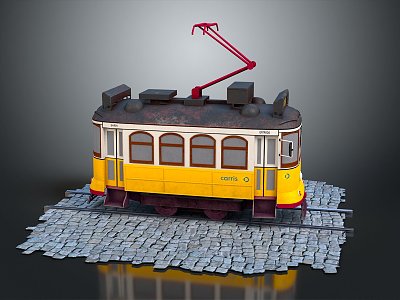 Modern tram streetcar tram system city tram 3d model