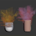 Five Colorful Cylindrical Vases On Black Smooth Surface With Gray Gradient Background
