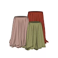 Pastel Pink Olive Green And Red Round Stools With Draped Fabric Tablecloths