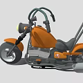 3D Model Orange and Gray Motorcycle With Round Headlight Stylish Body Design and Black Wheels