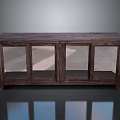 Dark Wooden Storage Cabinet with Glass Paneled Doors and Natural Grain Design