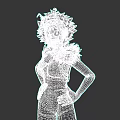 Black Clad 3D Woman Character With Spiky Hair Green Eyes And Arm Markings