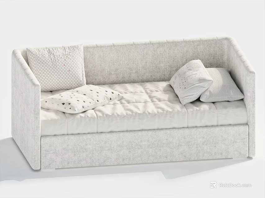 Light Colored Fabric Two Seater Sofa With Polka Dot Cushions 3d model