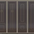 Dark Wooden Wall Panels With Intricate Gold Accent Patterns For Interior Design 3d model