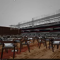 Elegant Hotpot Restaurant Interior With Wooden Dining Tables Comfortable Seats And Decorative Wall
