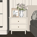 French Cream Style Bedside Cabinet Floriculture Vase Decorative Painting 3d model