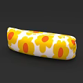 Comfortable Bean Bag Chair With Yellow Flower Pattern White Background And Orange Centers 3d model