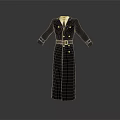 Elegant Black Long Belted Double Breasted Coat On Mannequin Gray Background 3d model