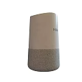 Belabox Wireless Speaker With White And Gray Cylindrical Design And Fabric Texture