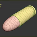 Detailed View Of Shiny Gold And Copper Bullet On Black Reflective Surface