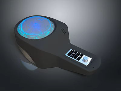 Modern Computer Peripheral With Black Design Circular Blue Illuminated Panel And Numeric Keypad 3d model